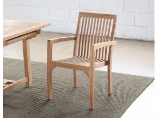 Natural Teak Slatback Arm Chair