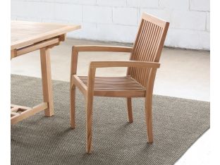Natural Teak Slatback Arm Chair