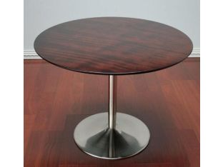 Walnut Top Round Dining Table with Nickel Base