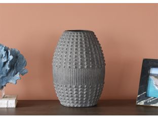 Gray Ribbed Vase - Cleared Decor