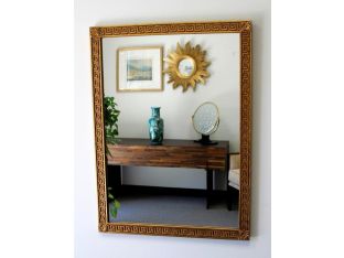 Distressed Gold Leaf Greek Key Mirror