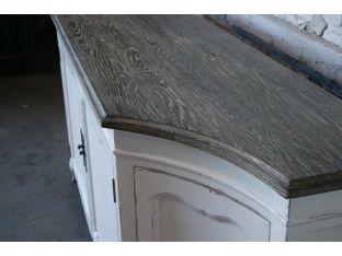 Antique White Distressed Louis Sideboard with Limed Wood Top