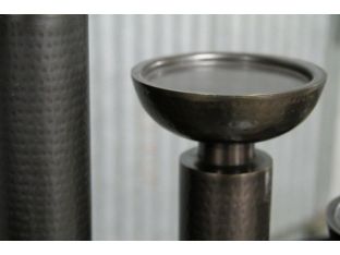 Set of 3 Ribbed Bronze Candleholders