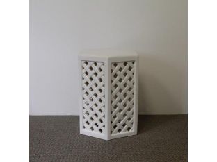 White Hex Trellis Garden Seat