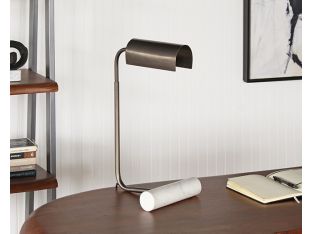 Dark Pewter And Marble Desk Lamp